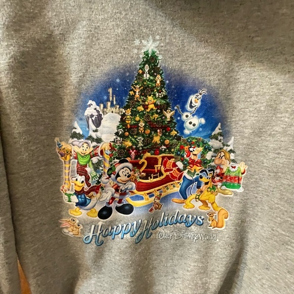 Disney Parks World Happy Holidays Christmas Jacket Youth XL Zip Hoodie - Picture 6 of 6